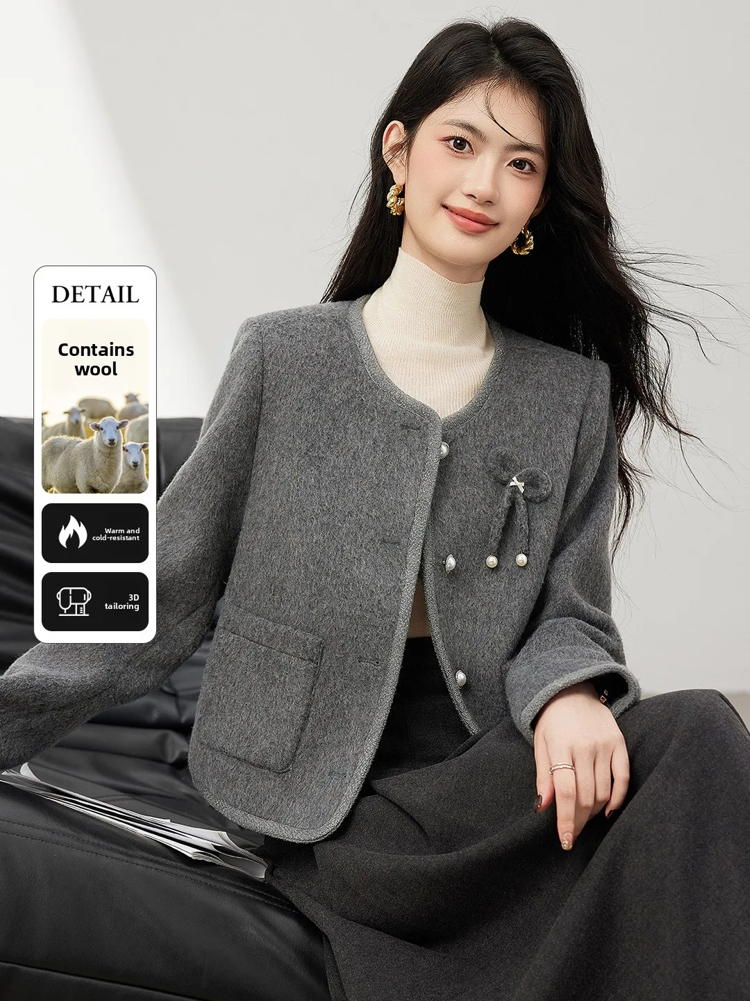 

Xin Fei Yu шерстяное пальто, повседневное женское модное зимнее новое поступление, высококачественное пальто для отдыха, топ из тонкого хлопка с внутренней стороны