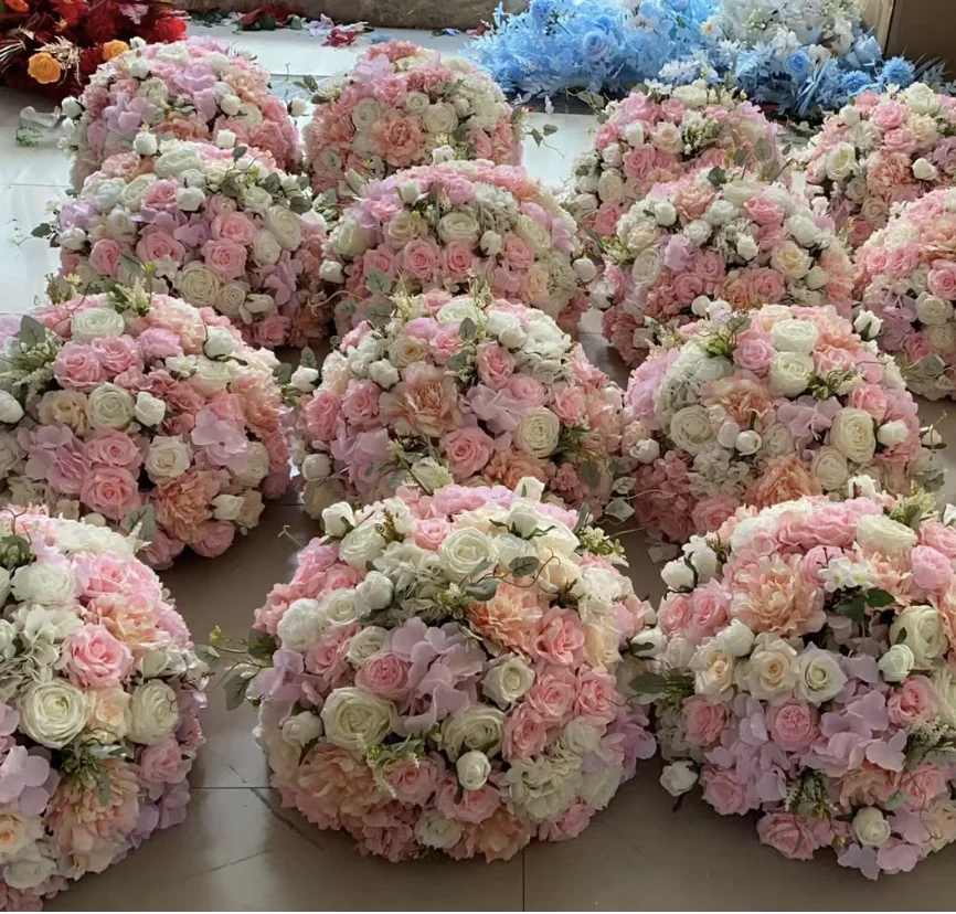 M866 Wholesale Customized Wedding Event Decorative Table Centerpieces Artificial Silk Flower Ball