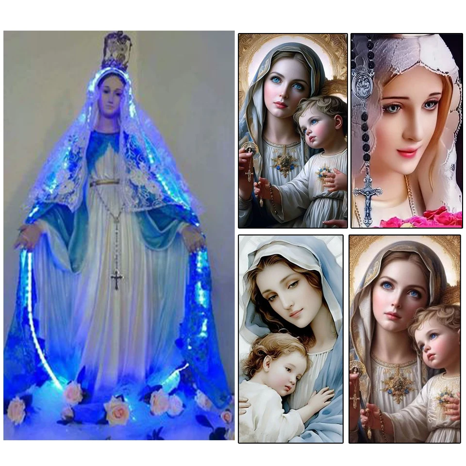 

2025 New Virgin Mary, Mother of Jesus Diamond Painting Kit 5D DIY Diamond Embroidery Cross Embroidery Home Decoration Gift