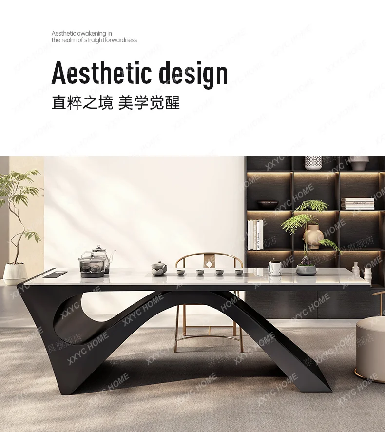 LKung Fu Tea Table Simple Modern Office Tea Table Living Room Large Tea Table and Chair