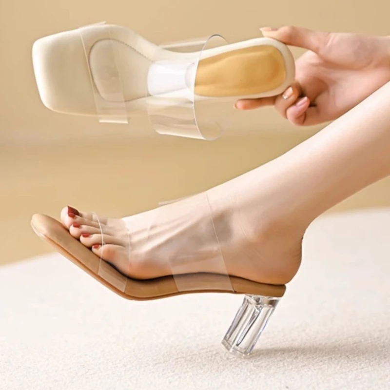 

Summer wearing crystal shoes thick heel transparent outdoor high-heeled women's sandals