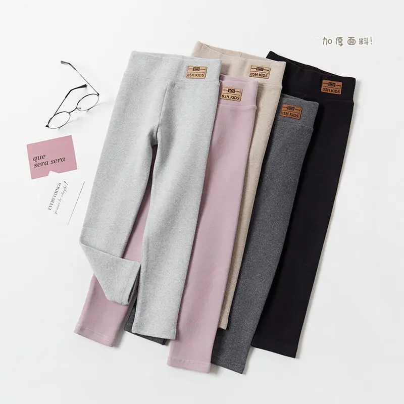 

Зимние штаны для девочек, толстые берберские флисовые леггинсы с высокой талией, теплые узкие брюки, детские термобелье, уютные штаны для детей 2–11 лет
