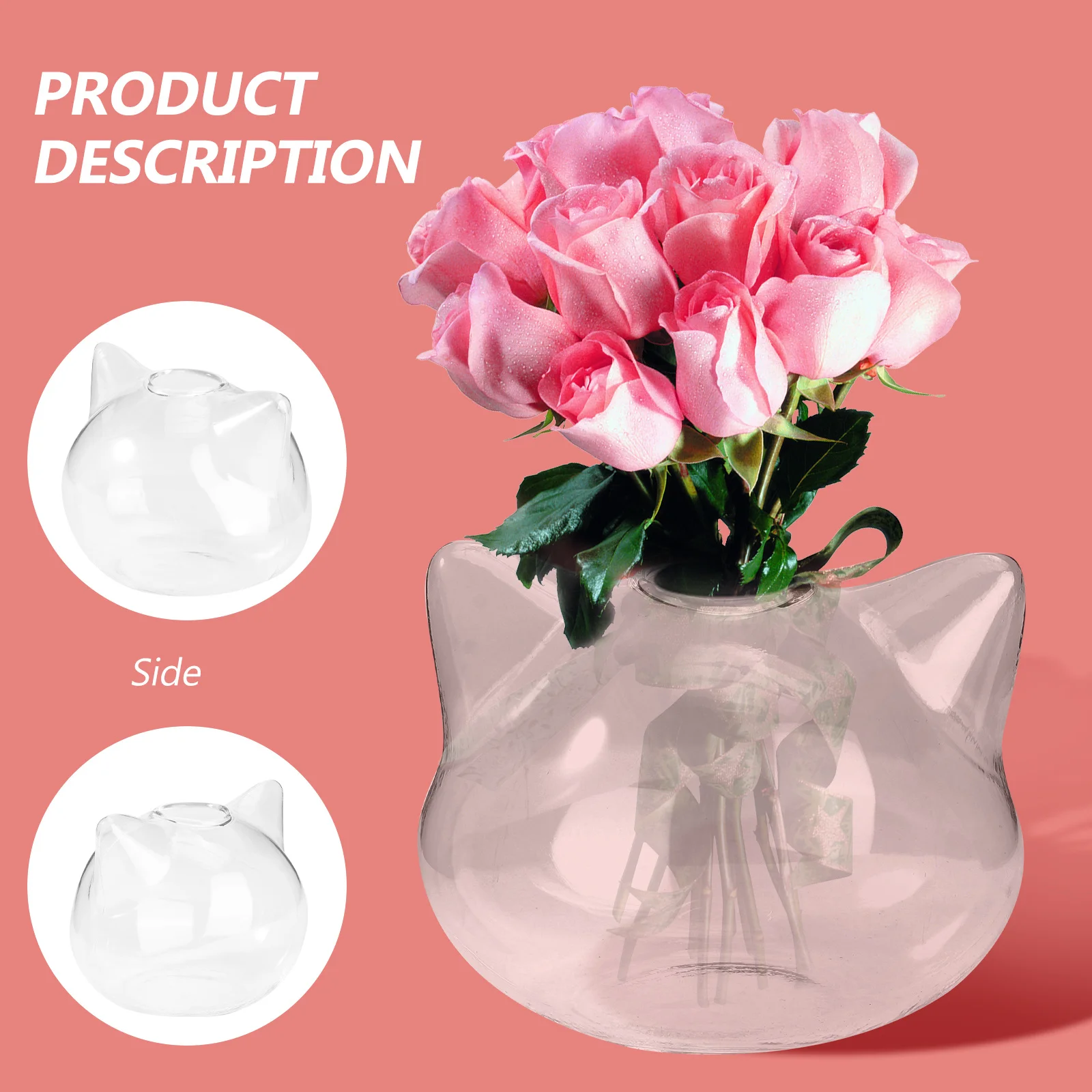 

1Pcs Cat Shaped Glass Vase Creative Home Decor Table-Top Flower Arrangement Container for Office Hotel Desktop Decoration