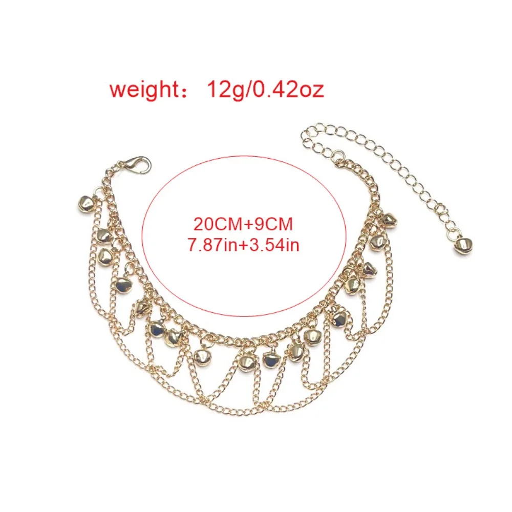 Lady High Heel Punk Style Personalized Chain Anklet Bohemian Wave Fringe Gold Plated Bell Anklet Adjustable Luxury