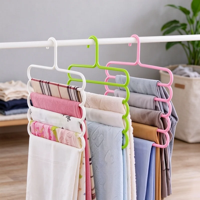 5 Layers Pants Hanger Space Saving Trouser Rack Multi-Layer Clothes Organizer for Wardrobe Jeans Scarf Storage Holder