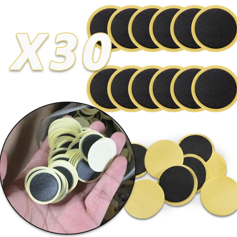 5-30pcs Bicycle Tyre Patch Adhesive-free Adhesive Quick Repair Tool Adhesive-free Strong Tyre Patch Black Round Bike Parts