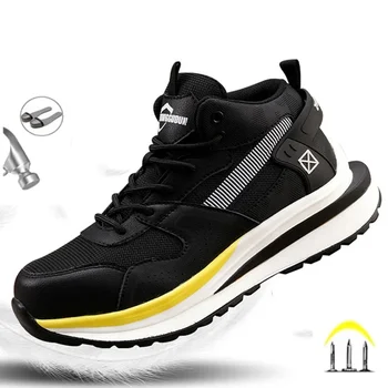Yüksek kalite 2023 moda iş botları erkekler anti-delinme güvenlik ayakkabı çelik burunlu yıkılmaz koruyucu erkek ayakkabı