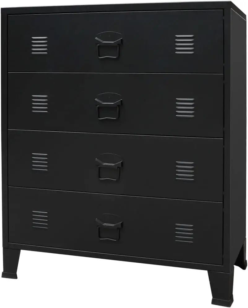 Storage Chest, Metal Storage Cabinet with 4 Drawers, Industrial Style Sideboard with Air Vents and Metal Handles, Sideboard for