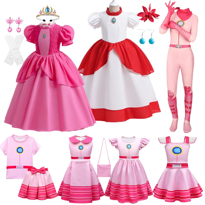 

New Peach Princess Dress for Girl Children Stage Performance Clothes Kids Carnival Birthday Party Festival Cosplay Costume 2-10T