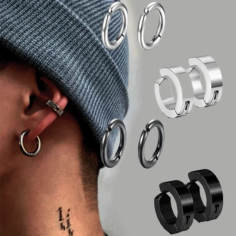 

1 pairs Popular Ear Clip Earrings for Men/Women Stainless Steel Painless Punk Black Non-Piercing Fake Cartilage Earring Jewelry