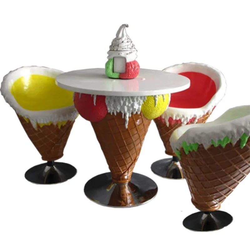 outdoor leisure furniture Ice Cream Cone chair and table set restaurant Shop Furniture Shopping mall restaurant rest creative