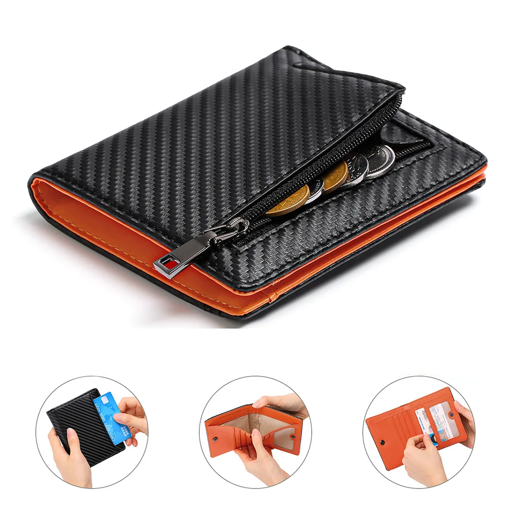 

High-quality RFID anti-theft money wallet,Carbon fiber PU leather wallets for men and women,coin purse,card bag,handbag,