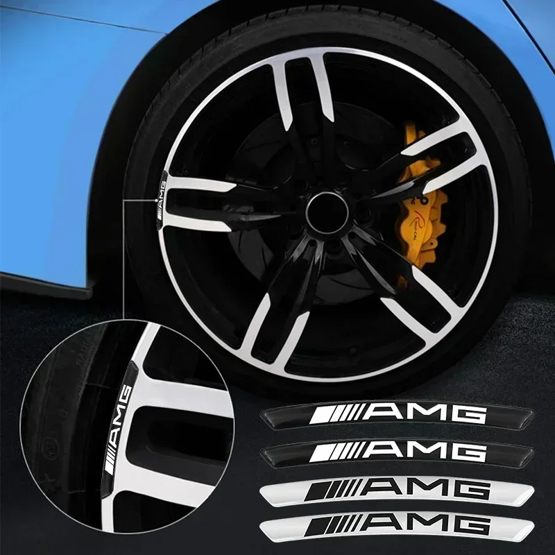 4Pcs Car Wheel Hub Rim Stickers Decals Auto Styling Accessories For Mercedes Benz AMG GLE GLC W205 W206 W203 W204 W210 W212