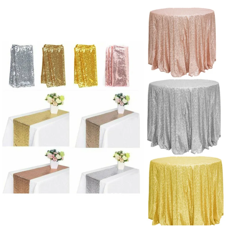 

Sequin Table Runner Golden Tablecloth Dining Runners for Tables Pretty Stylish Flash
