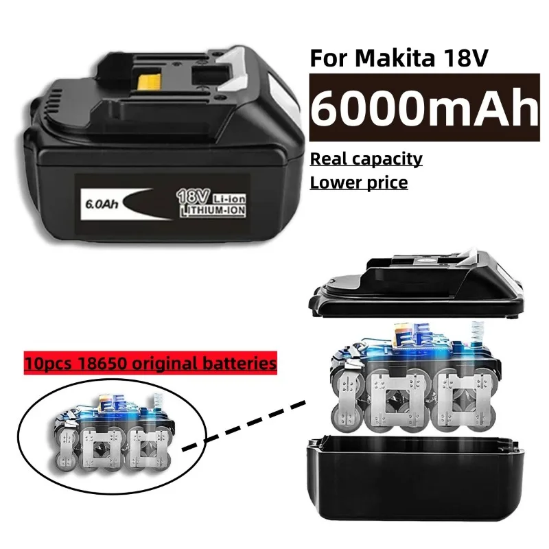 18v Battery for Makita Screwdriver BL1860 BL1850B BL1850 BL1840 BL1830 and 18v Charger Replacement Batteries for Power Tools.