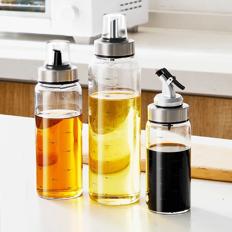 

Olive Oil Dispenser with Drip Proof Cap, Liquid Condiment Container, Vinegar Dispenser, Kitchen Glass Oil Jug