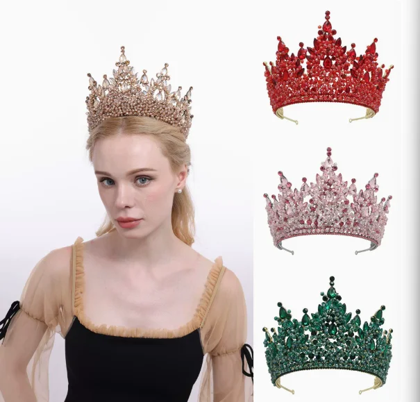 

Large Size Electroplated Alloy Rhinestones Crystal Bridal Wedding Crown Headpiece Women Hair Accessories Jewelry SG1392
