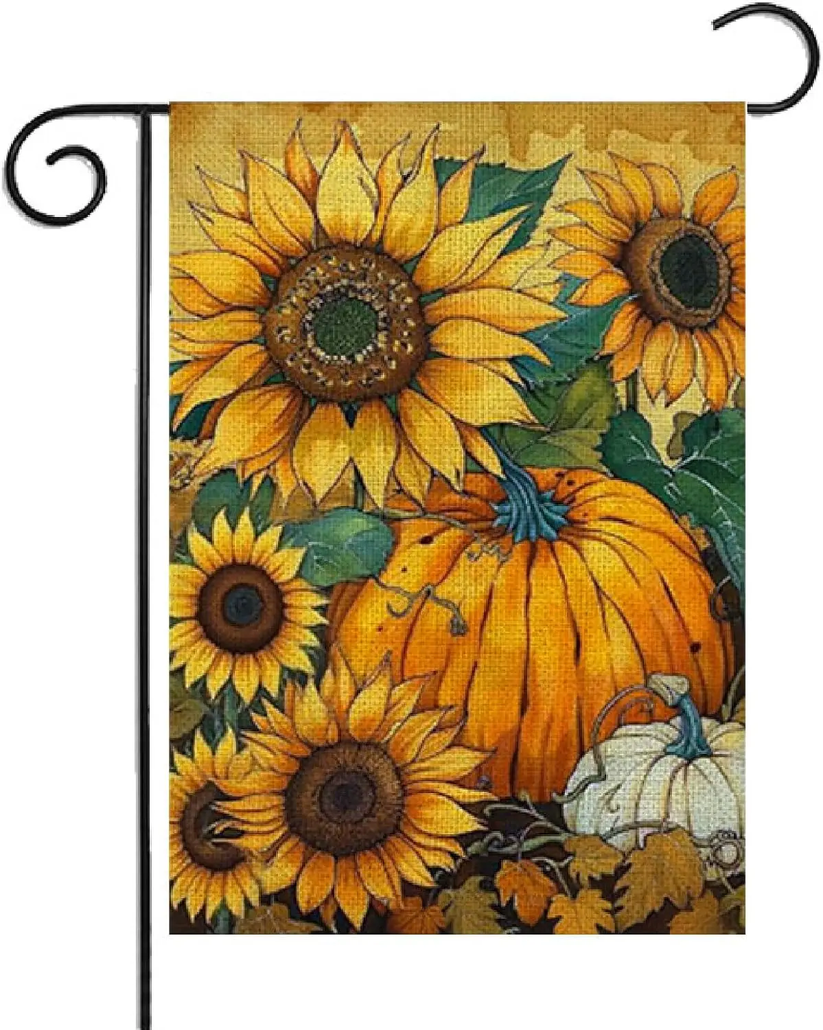 Fall Pumpkin Sunflower Garden Flag for Outside 12x18 Inch Double Sided Burlap Farmhouse Holiday Outdoor Yard Flag Decoration zzo