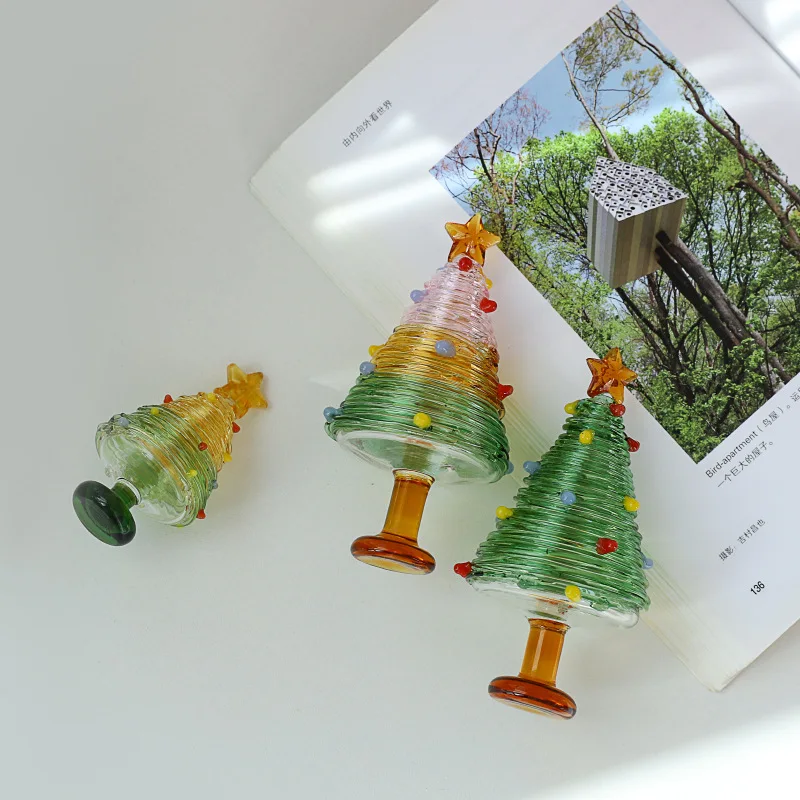 

Home Decor Crystal Glass Christmas Tree Handmade Brushed Glass Christmas Tree Figurines Crafts Mini Christmas Decoration Miniatu