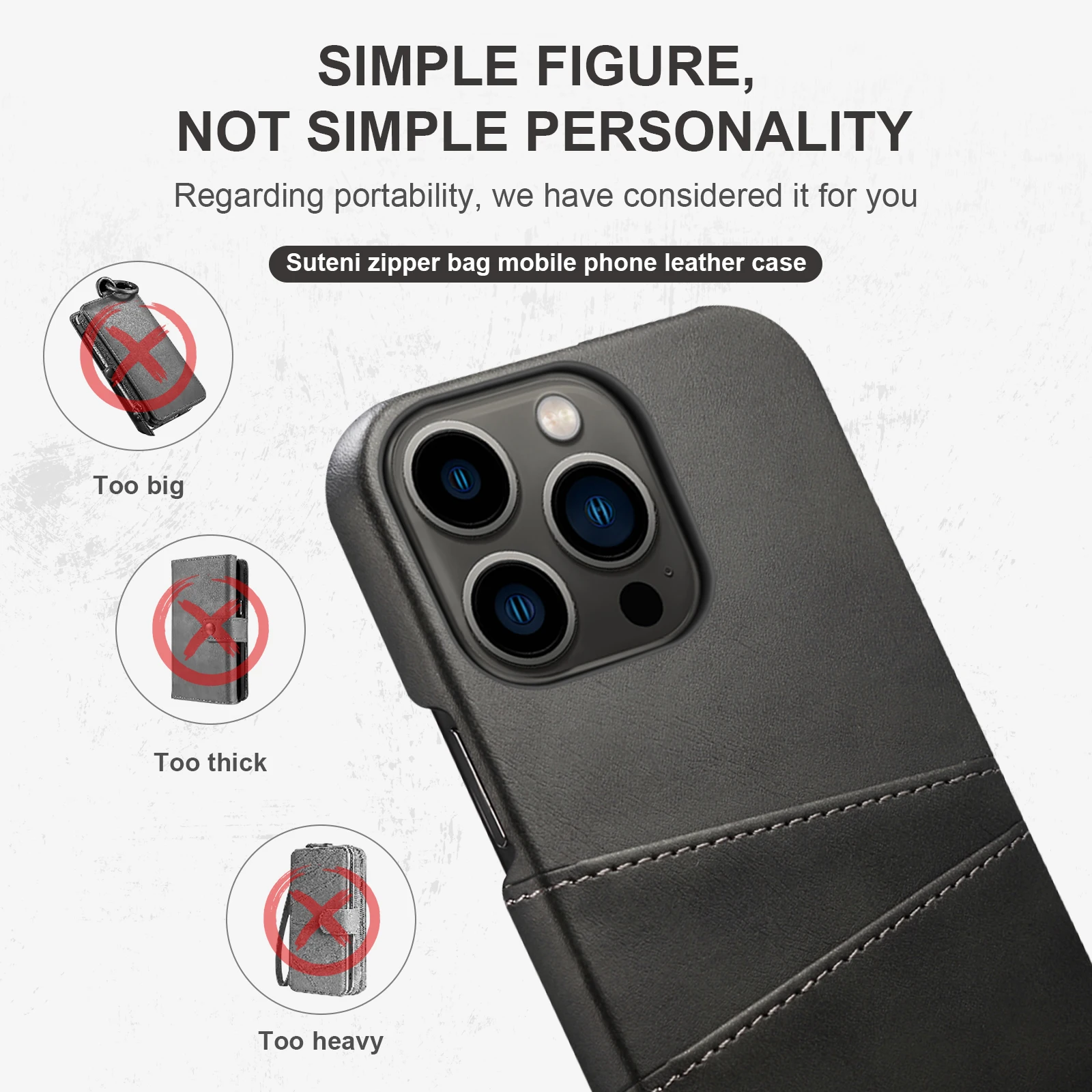 Case For Iphone 14 13 12 11 Pro Max 7 8 Plus Se2/3 Xs Max Dual-shockproof Luxury Simple Card Bag Mobile Phone Leather Case Cover