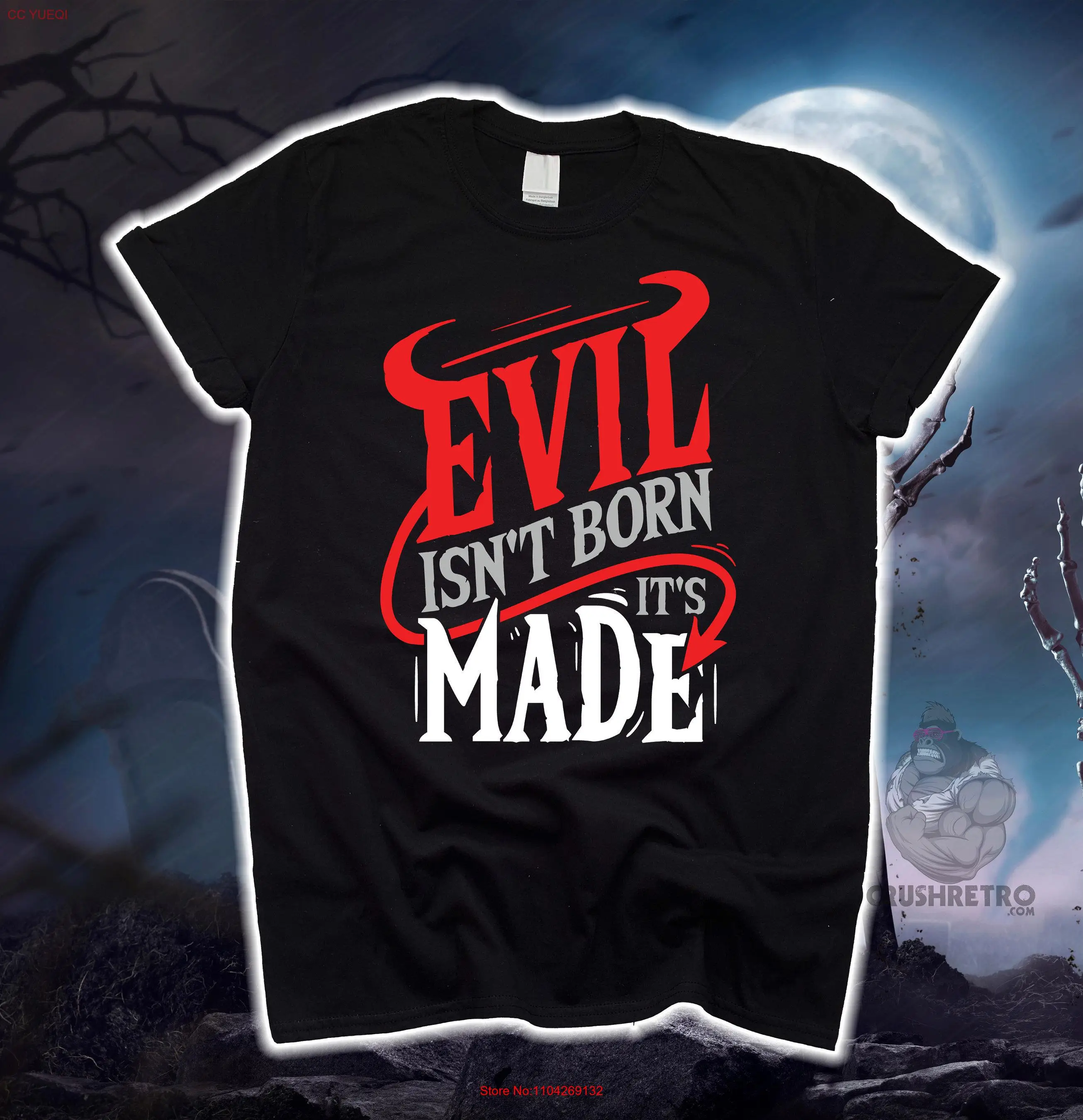

Футболка Evil Isn't Born It's Made с пентаграммой OcculT Baphomet 666, дьявол, гранж, готический готический свитер, свитер