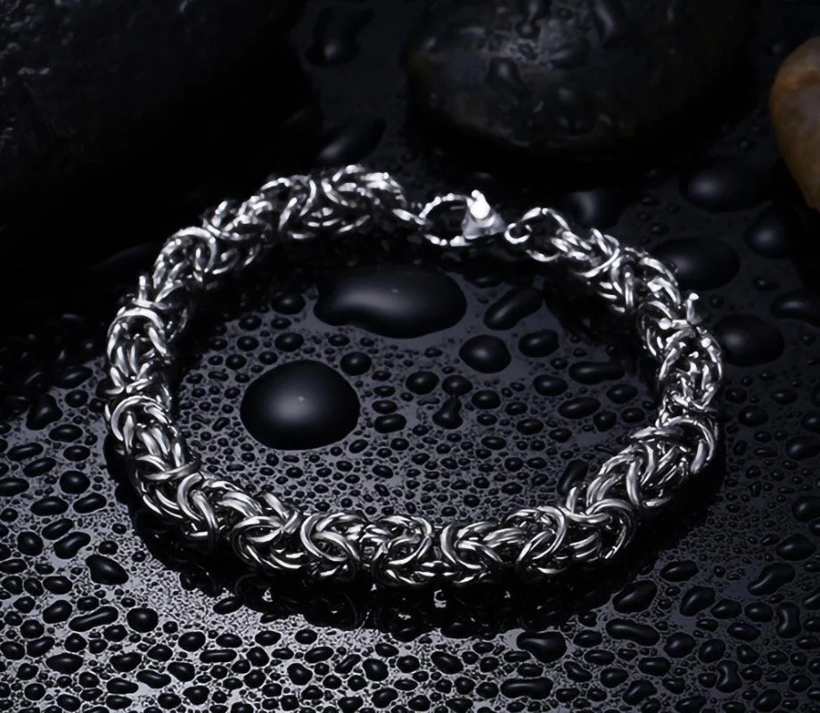 Fashion Men Domineering Titanium Steel Bracelet Handmade Beaded Chain Bracelet Personalized Punk Party Jewelry Pulsera Hombre