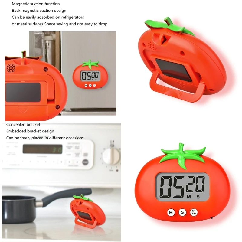 Large Display Timer Tomato Shaped Timer for Kitchen Cooking Exercise and Study Dropship