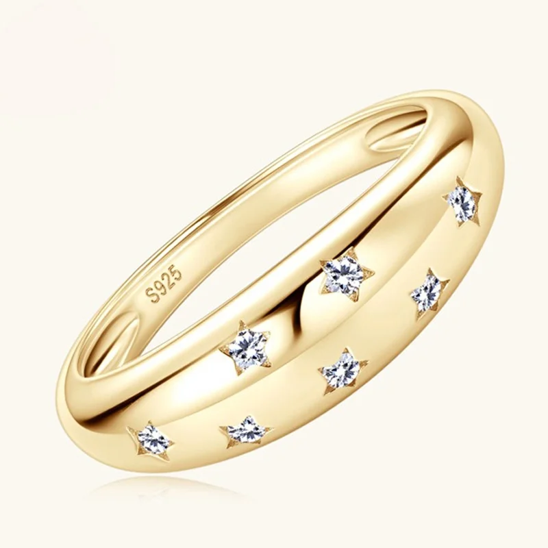 

Новое женское кольцо VVS1 D Color 3EX с муассанитом и бриллиантом, сплошное кольцо из стерлингового серебра 925 пробы, свадебное позолоченное ювелирное изделие для невесты