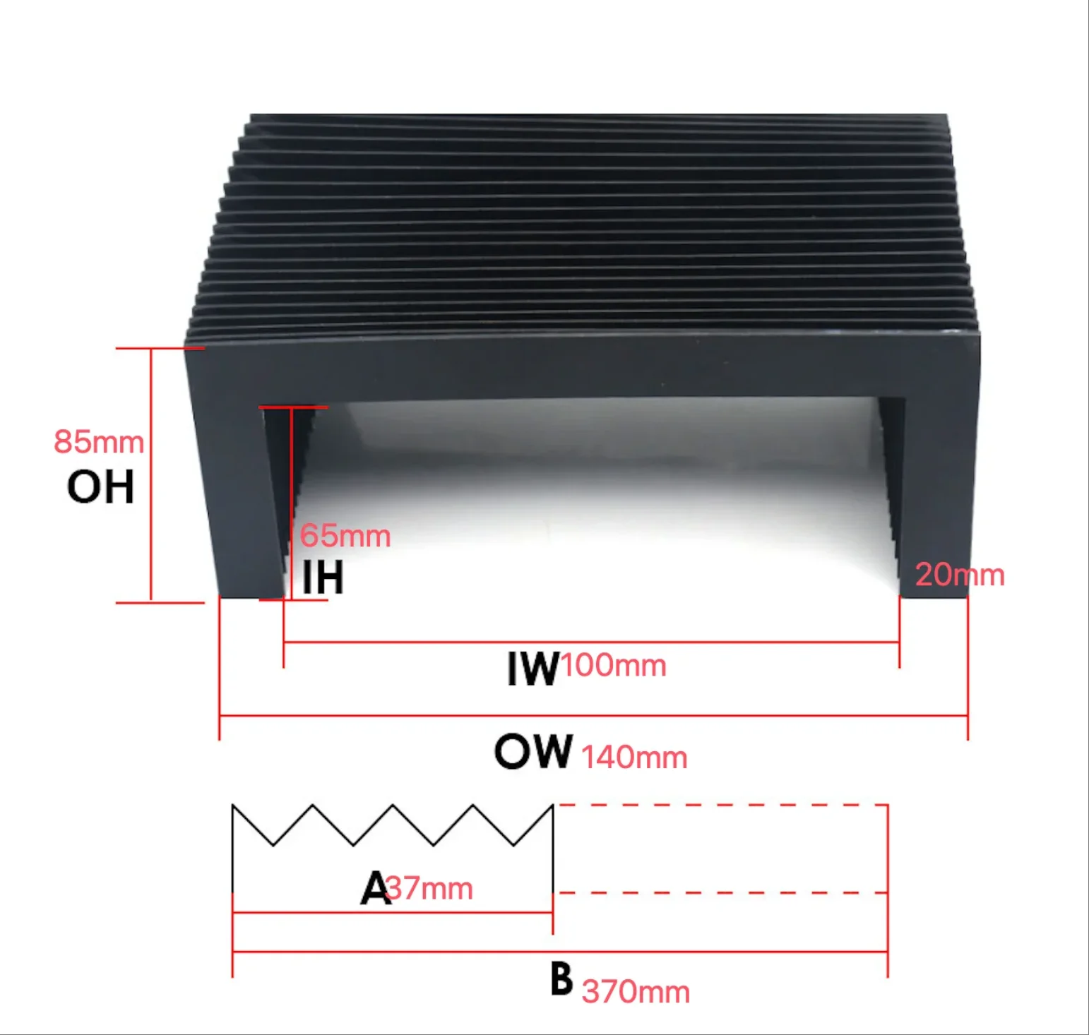 

2pcs Customized Accordion Bellows Dust Cover Lmax = 370mm