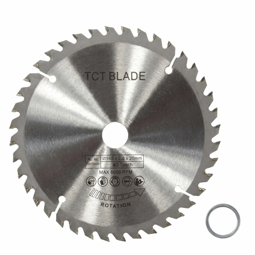 165mm Diameter Circular Saw Blade High Speed Steel Alloy Carbide Rotary Tool Cutting Disc 40 Teeth Silver Color