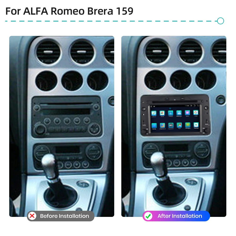 1 Din Car DVD Multimedia Player For ALFA Romeo Brera 159 Sportwagon Android 12 GPS Navigation Stereo Auto Radio 4G WiFi CarPlay