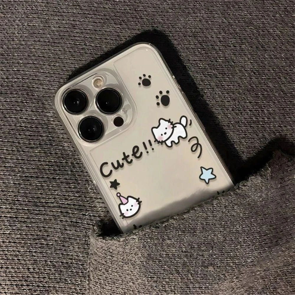 Funda de teléfono con marco de fotos de gato bonito para iPhone 16 Promax 15 Pro 14 Plus 13 Mini 16E INS gatito cubierta protectora creativa transparente