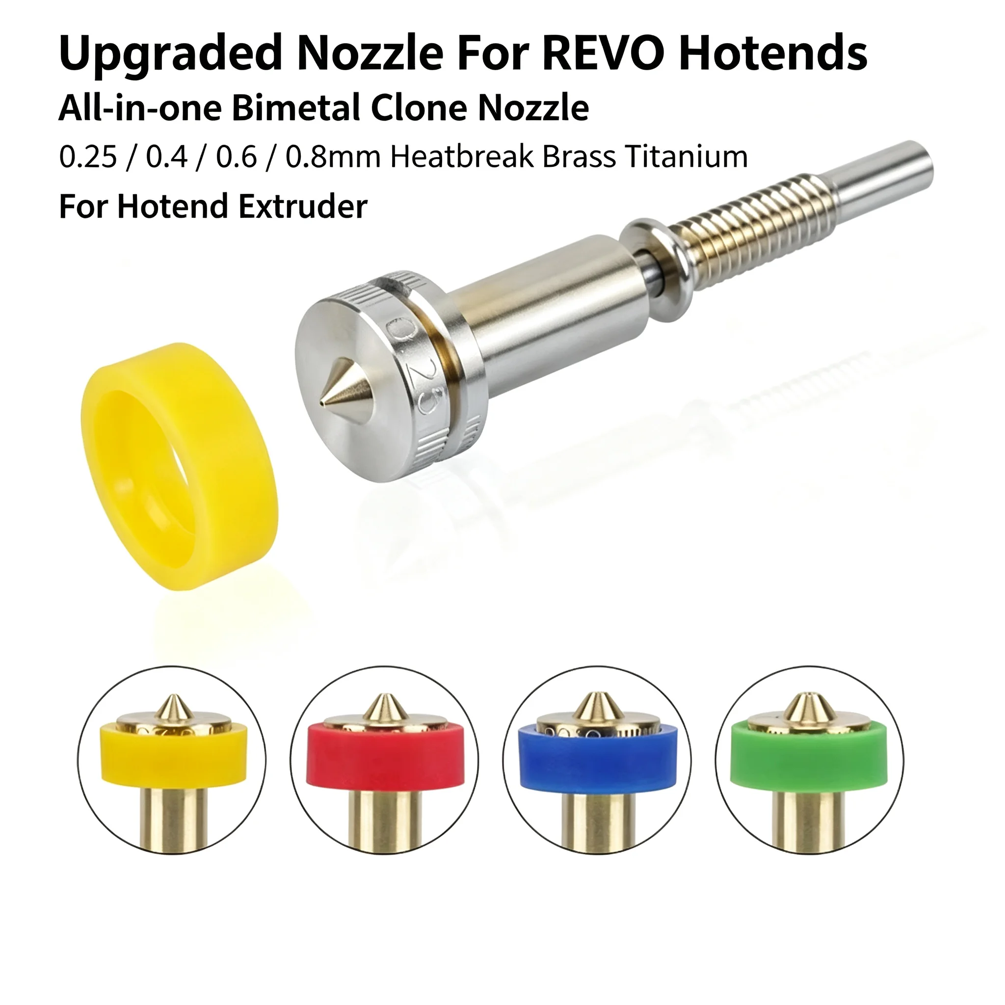 Upgraded Nozzle For REVO Hotends Clone Nozzle All-in-one Bimetal 0.25/0.4/0.6/0.8mm Heatbreak Brass Titanium For Hotend Extruder
