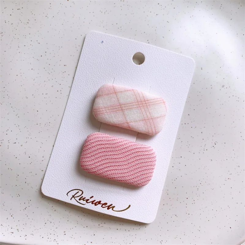 

Dainty Mini Plaid Fabric Square Hair Clips for Little Girls Solid Color Side Bangs Baby Barrettes Secure Daily Hair Accessories