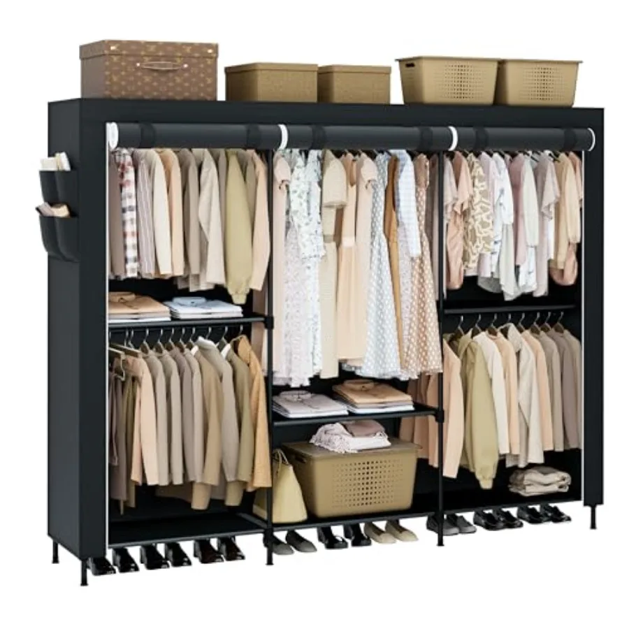

Portable Closet 81.5 Inch Extra Large Capacity Wardrobe Closet with Cover Clothes Storage Organizer with Shelves and 5 Hanging