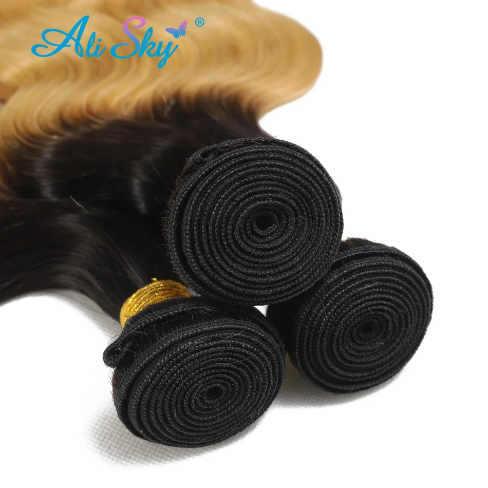 1b/27 Honey Blond Body Wave Bundle Brazilian 100% Human Hair 1/3/4 Bundles Deals Pre Colored Hair Weave Extensions Virgin Hair