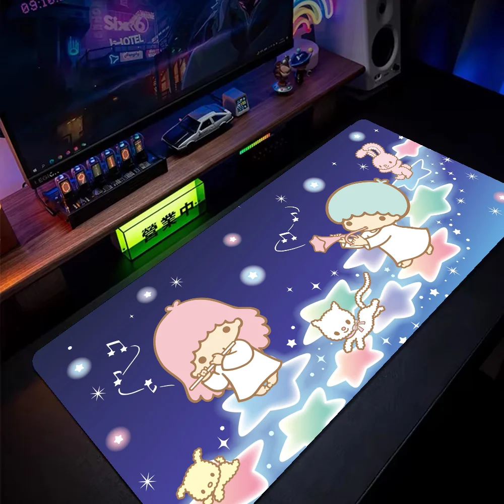 L-Little Twin Stars Mouse Pad Large Gaming Compute Gamer PC Keyboard Mouses Mat