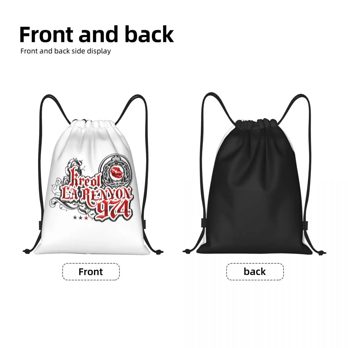 Kreol La Renyon 974 Style Drawstring Bag Men Women Foldable Gym Sports Sackpack Indian Ocean Island Training Storage Backpacks