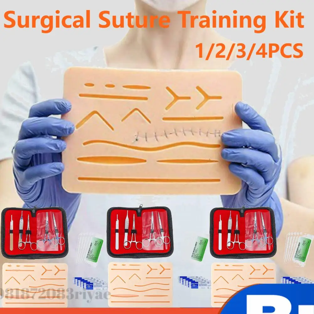 4-1set Simulation Wounds Suture Training Pads Human Traumatic Skin Model kit for Medical Student Suture Laboratory Equipments