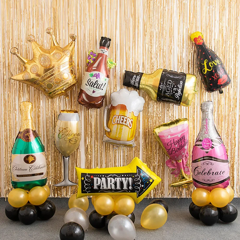 Big Helium Foil Balloons Champagne Goblet Wedding Birthday Party Decorations Adult Ball Globos Inflatable Event Party Supplies
