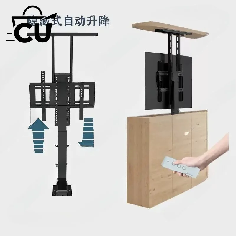 TV electric lift bracket with top bracket, monitor lift table suitable for 32 to 70.