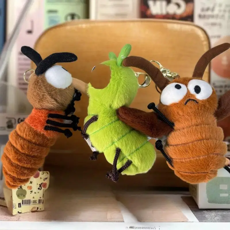 Lindo dibujo animado creativo insectos mosquitos orugas cucarachas llavero de felpa muñeca colgante Kawaii mochila adorno Decoración