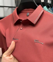 Camisa POLO de manga corta con estampado avanzado de diamantes a la moda de marca de lujo de alta gama, nueva versión coreana de verano, camiseta con solapa para hombre