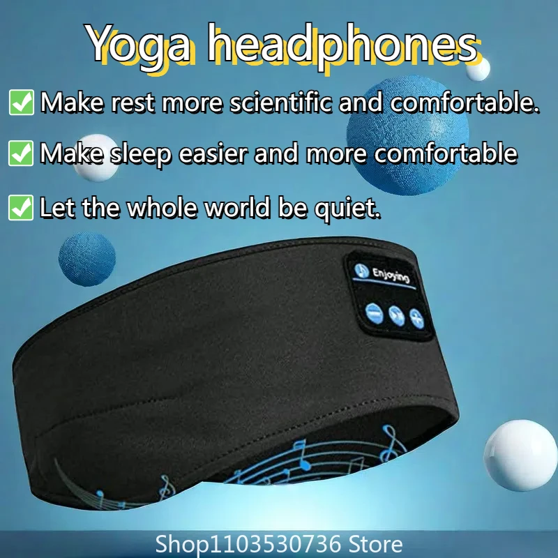 Bluetooth Sleeping Headphones Sports Headband Thin Soft Elastic Comfortable Wireless Music Earphones Eye Mask for Side Sleeper