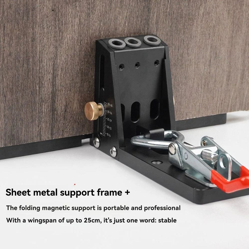 

BHBL Woodworking Oblique Hole Punch Locator Pocket Hole Jig with Front-Mounted Clamp Drill Guide Tool Kit DIY Tools