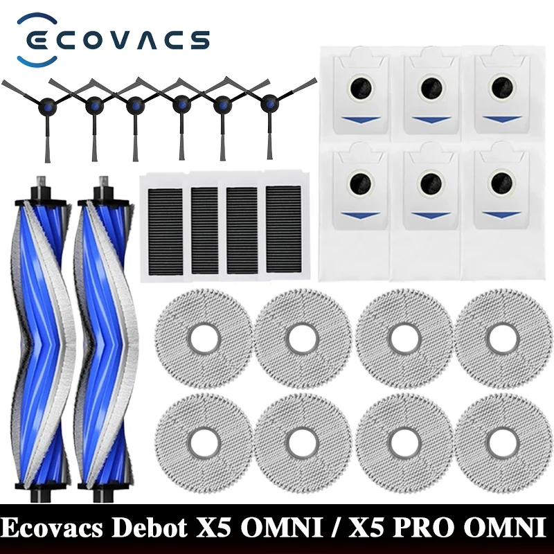 Ecovacs X5 OMNI / X5 PRO OMNI Robot Vaccum Replacement Parts Dust Bag Main Side Brush Filter Mop Accessories