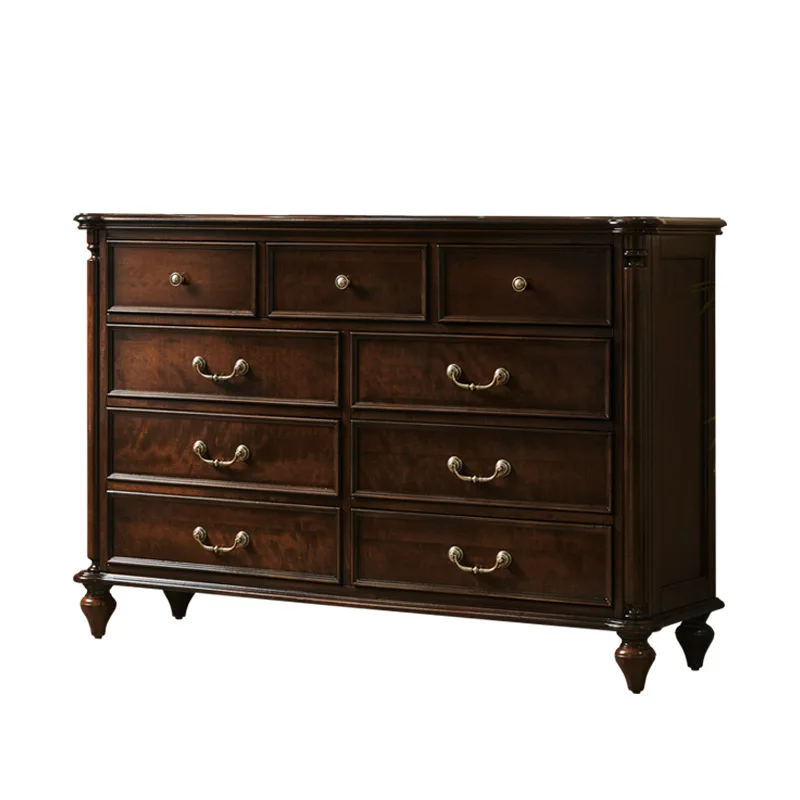 

American all solid wood nine chest cabinet, bedside storage, bedroom locker