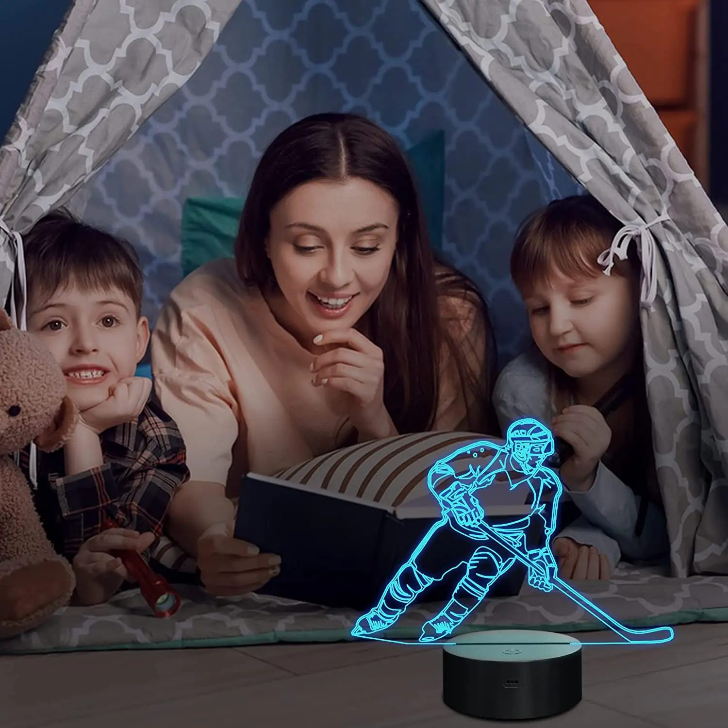 Hockey Plyaer 3D Illusion Night Light Hockey Gifts lampada da scrivania bambini camera da letto decorazione lampada regali creativi per il compleanno di natale