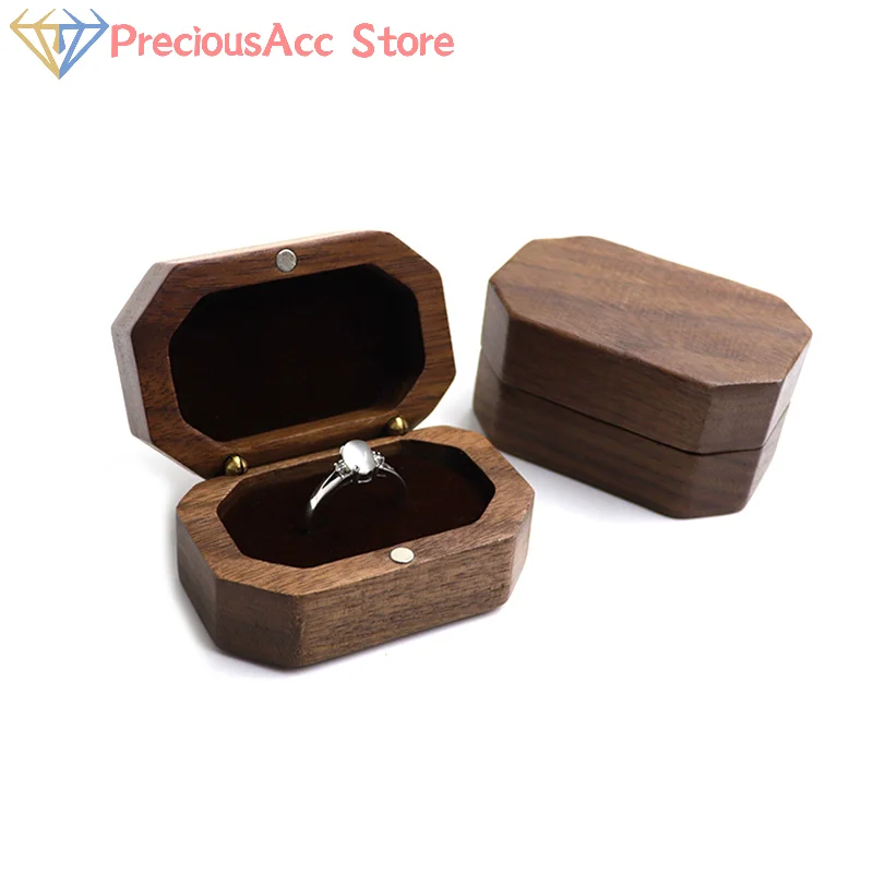 

Walnut Wood Jewelry Box Ring Storage Wedding Ring Box Rustic Ring Holder