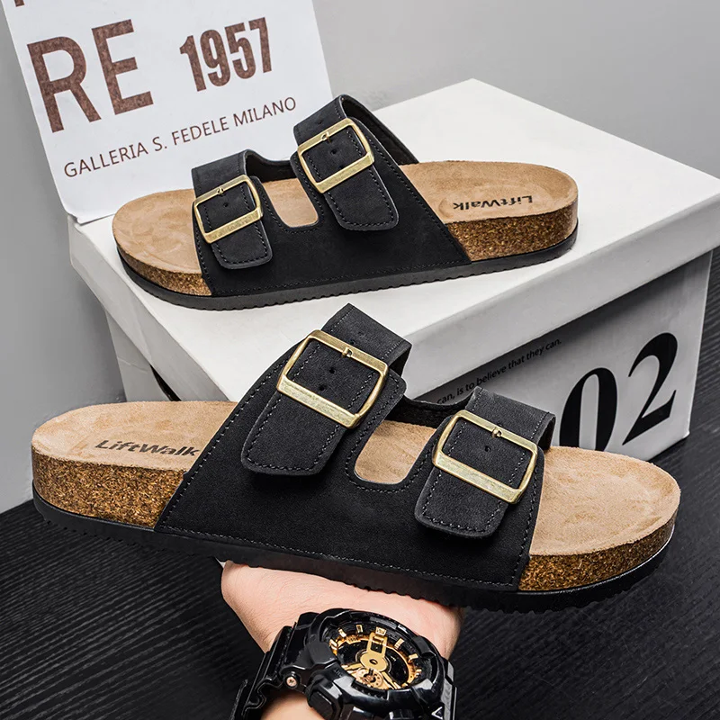 Men's And Women's Large Size Clogs Fashion Outdoor Shoes Classic Cork Suede Slide Sandals with Arch Support Mules Slippers for B